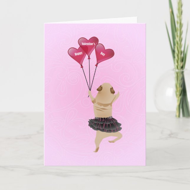 Cartes Pour Fêtes Annuelles Carlin mignon superbe de Valentine dans le tutu (Devant)