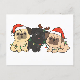 Cartes Pour Fêtes Annuelles Carlin Noël Animaux Chiens De Fête