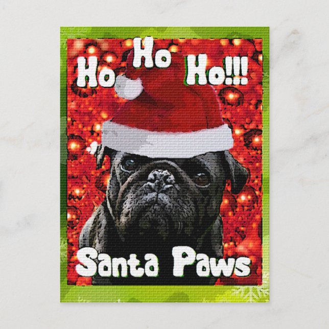 Cartes Pour Fêtes Annuelles CARLIN père Noël Paws (Devant)