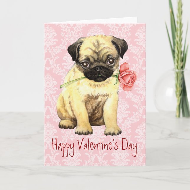 Cartes Pour Fêtes Annuelles Carlin Rose Valentine (Devant)