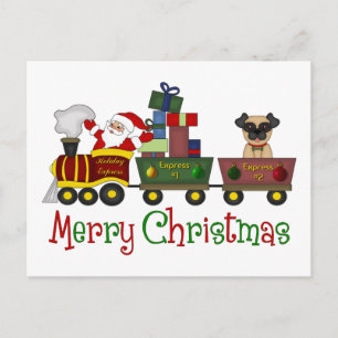 Cartes Pour Fêtes Annuelles Carlins adorables et Père Noël en Tee - shirts de 