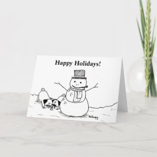 Cartes Pour Fêtes Annuelles Carlins Aimer Snowmen