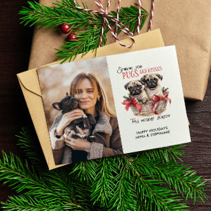 CARTES POUR FÊTES ANNUELLES CARLINS ET KISESS CHIEN THÈME NOËL PHOTO UNIQUE