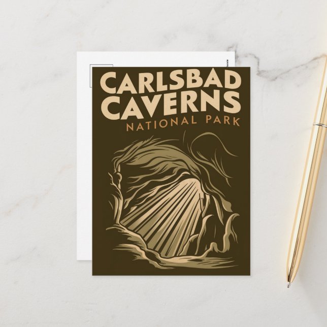 Cartes Pour Fêtes Annuelles Carlsbad Caverns National Park Minimal Travel Art (Devant/Arrière en situation)