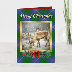 Cartes Pour Fêtes Annuelles Carmichael Stag & Robin Tartan Personnalisé