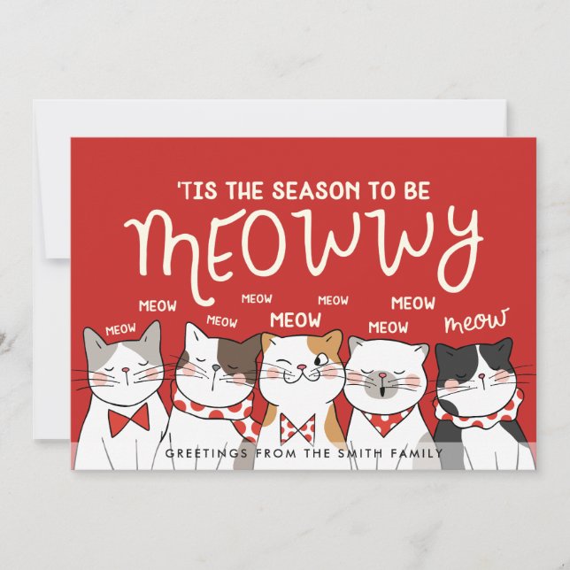Cartes Pour Fêtes Annuelles Carol drôle des chats | Salutation de vacances (Devant)