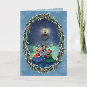 Cartes Pour Fêtes Annuelles CAROLERS, LAMPE et GUIRLANDE par SHARON SHARPE