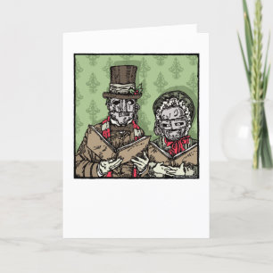 Cartes Pour Fêtes Annuelles Caroleurs de Masque de Fer - Blanc à l'intérieur d