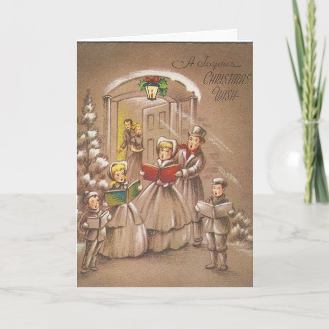 Cartes Pour Fêtes Annuelles Caroleurs de Noël Vintage (Devant)
