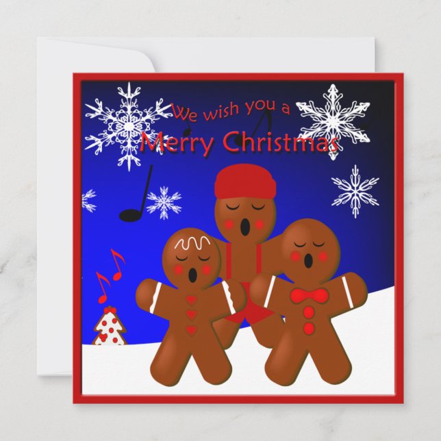 Cartes Pour Fêtes Annuelles Caroleurs en pain d'épices Joyeux voeux de Noël (Devant)