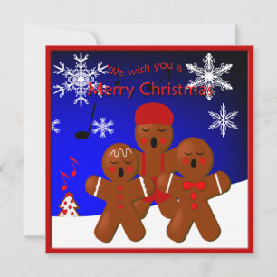 Cartes Pour Fêtes Annuelles Caroleurs en pain d'épices Joyeux voeux de Noël