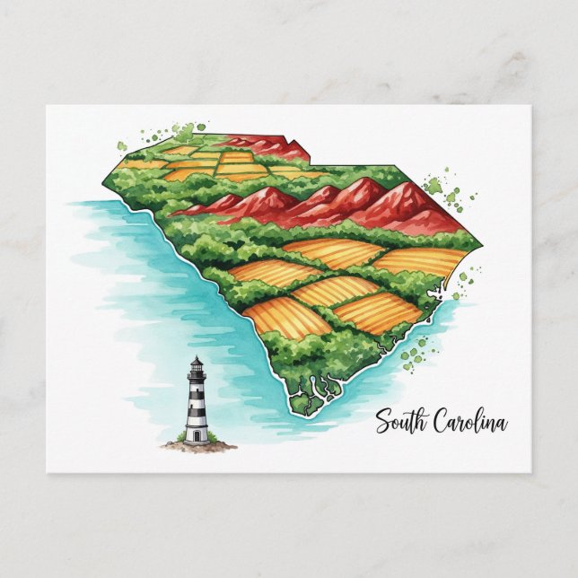 Cartes Pour Fêtes Annuelles Carolina Sud-Carolina Art (Devant)