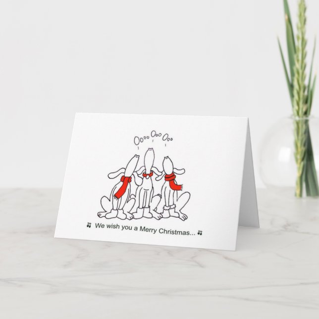 Cartes Pour Fêtes Annuelles caroling-chien-Noël-carte (Devant)