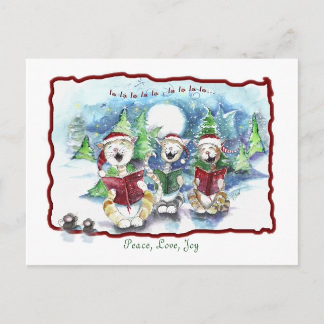 Cartes Pour Fêtes Annuelles Caroling Christmas Cats (Devant)