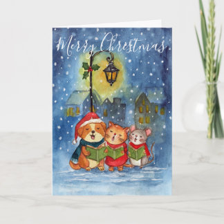 Cartes Pour Fêtes Annuelles Caroling Companions Under the Snow