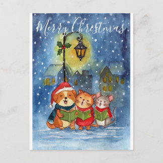 Cartes Pour Fêtes Annuelles Caroling Companions Under the Snow