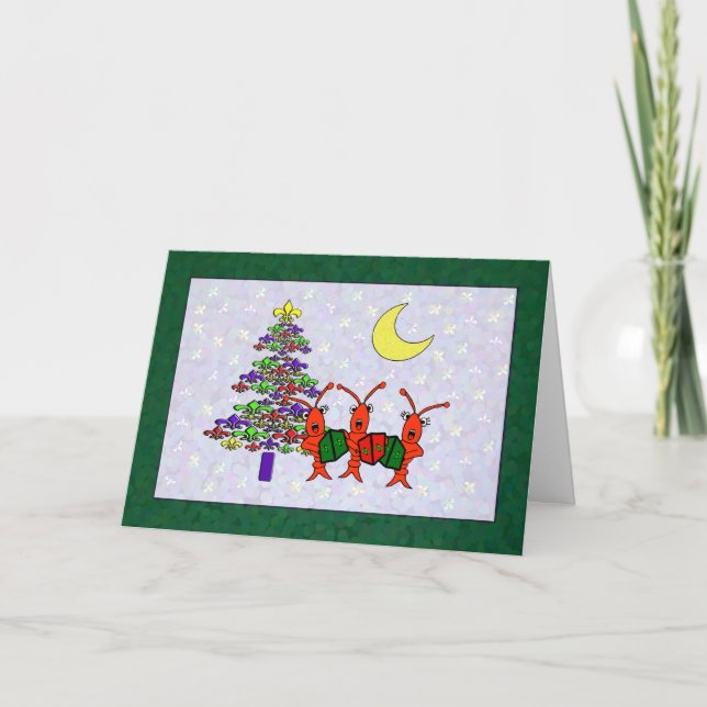 Cartes Pour Fêtes Annuelles Caroling Crawfish Fleur de Lis Christmas (Devant)