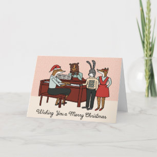 Cartes Pour Fêtes Annuelles Carols de Noël autour de la Piano Card