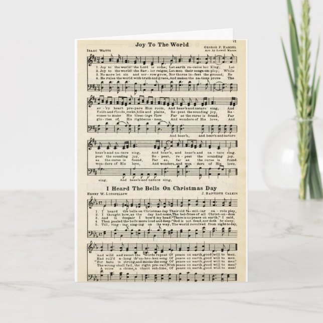 Cartes Pour Fêtes Annuelles Carols de Noël : Joie au monde (Devant)