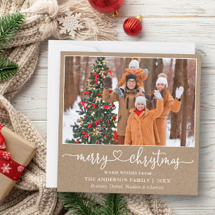Cartes Pour Fêtes Annuelles Carré de Noël Kraft écriture cœur Calligraphie