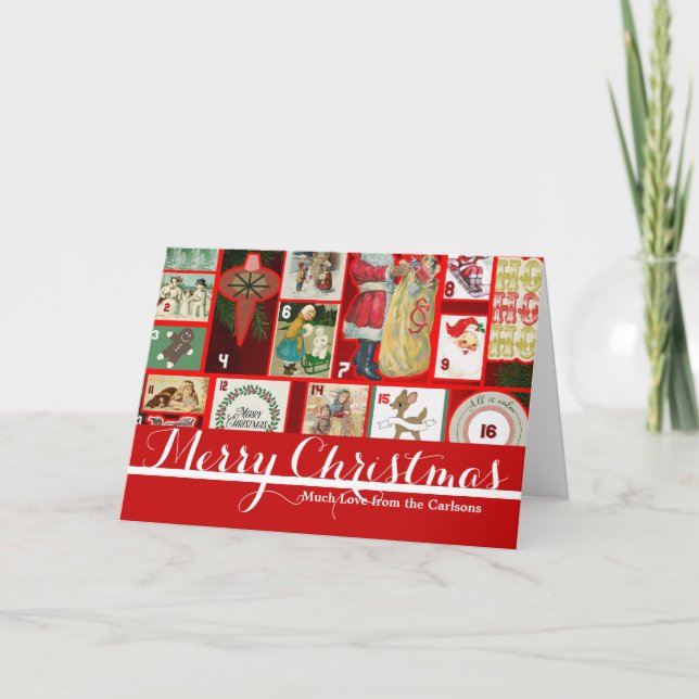 Cartes Pour Fêtes Annuelles Carrés de l'illustration de Noël (Devant)