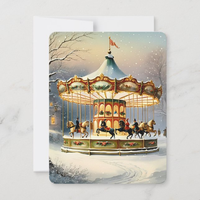 Cartes Pour Fêtes Annuelles carrousel de neige de noël (Devant)