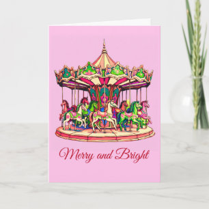 Cartes Pour Fêtes Annuelles Carrousel de Noël dans les bandes de bonbons