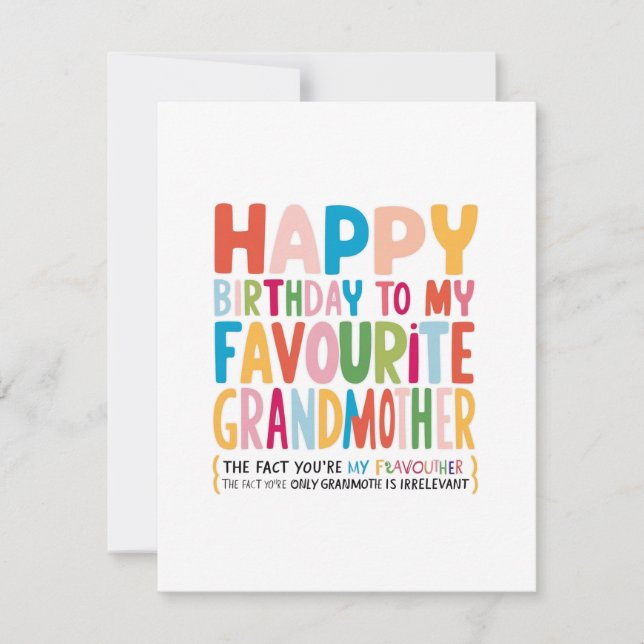Cartes Pour Fêtes Annuelles "Carte d'anniversaire de grand-mère préférée" (Devant)