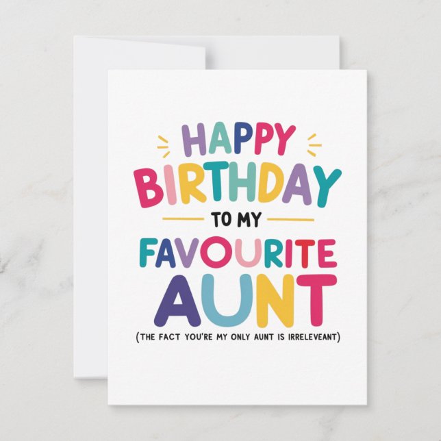 Cartes Pour Fêtes Annuelles "Carte d'anniversaire de la tante préférée" (Devant)