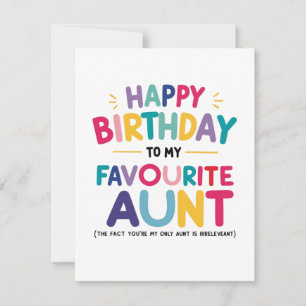 Cartes Pour Fêtes Annuelles "Carte d'anniversaire de la tante préférée"