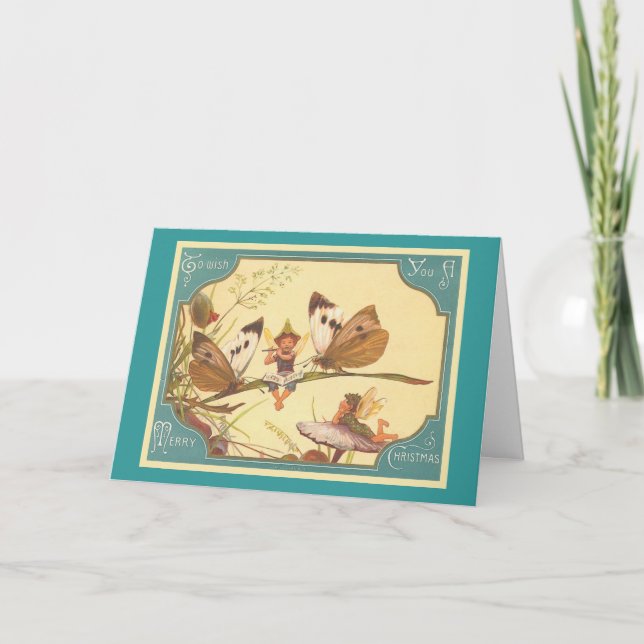 Cartes Pour Fêtes Annuelles "Carte de Noël vintage de fées " (Devant)
