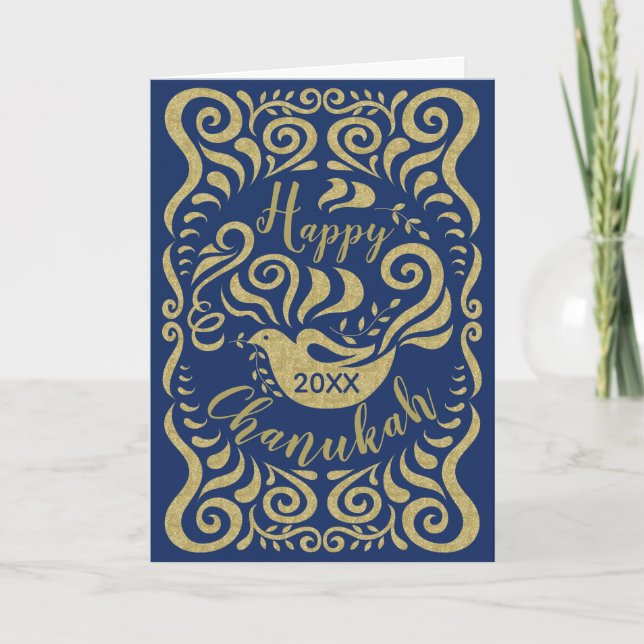 Cartes Pour Fêtes Annuelles Carte/Enveloppe de voeux Chanukah "Blackboard Dove (Devant)