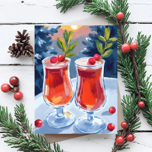 Cartes Pour Fêtes Annuelles Cartes aquarelle de cocktails de fêtes de Noël