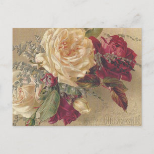 Cartes Pour Fêtes Annuelles Cartes de Noël victoriennes aux roses Fêtes