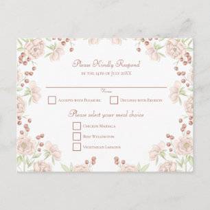 Cartes Pour Fêtes Annuelles Carton de réponse de mariage Rose rose poudrée