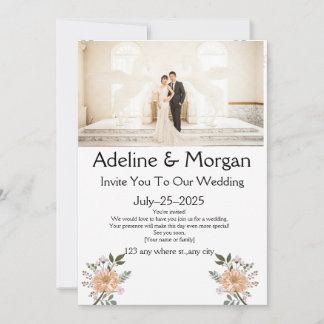 Cartes Pour Fêtes Annuelles Carton d'invitation de mariage élégant et modifiab