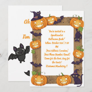 Cartes Pour Fêtes Annuelles Carton d'invitation d'Halloween à la citrouille et