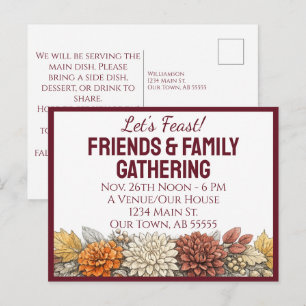 Cartes Pour Fêtes Annuelles Carton d'invitation Friendsgiving Thanksgiving aut