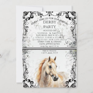 Cartes Pour Fêtes Annuelles Carton d'invitation vintage noir et blanc à filigr
