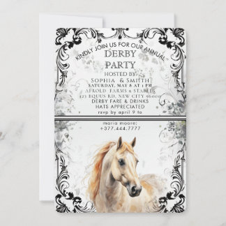 Cartes Pour Fêtes Annuelles Carton d'invitation vintage noir et blanc à filigr