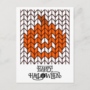 CARTES POUR FÊTES ANNUELLES CARTON POSTAL TRICOTÉ D'HALLOWEEN CITROUILLE ILLUM