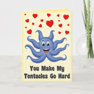 Cartes Pour Fêtes Annuelles Cartoon bleu Coeurs de pieuvre Funny Valentines Da