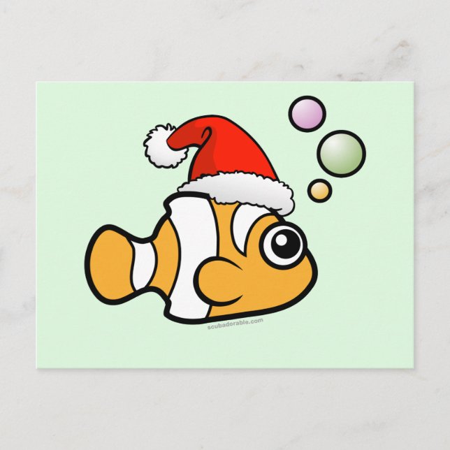 Cartes Pour Fêtes Annuelles Cartoon Clownfish Père Noël (Devant)