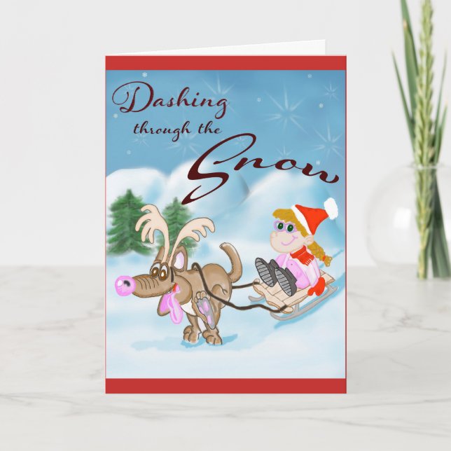 Cartes Pour Fêtes Annuelles Cartoon de Noël de chien amusant (Devant)