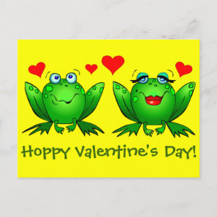 Cartes Pour Fêtes Annuelles Cartoon Happy Frogs Hoppy Valentines Day Jaune