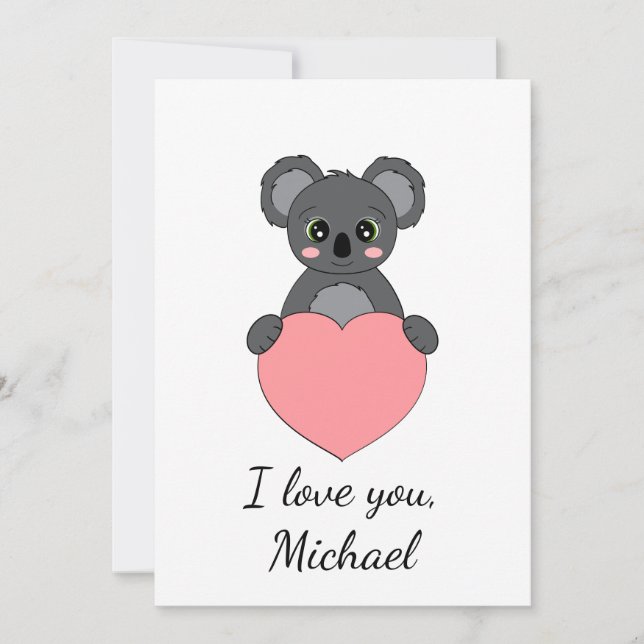 Cartes Pour Fêtes Annuelles Cartoon koala amoureux Saint Valentin (Devant)