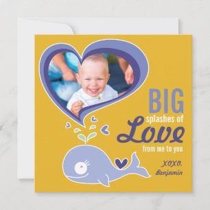 Cartes Pour Fêtes Annuelles Cartoon mignon baleine violet Valentine Photo Salu