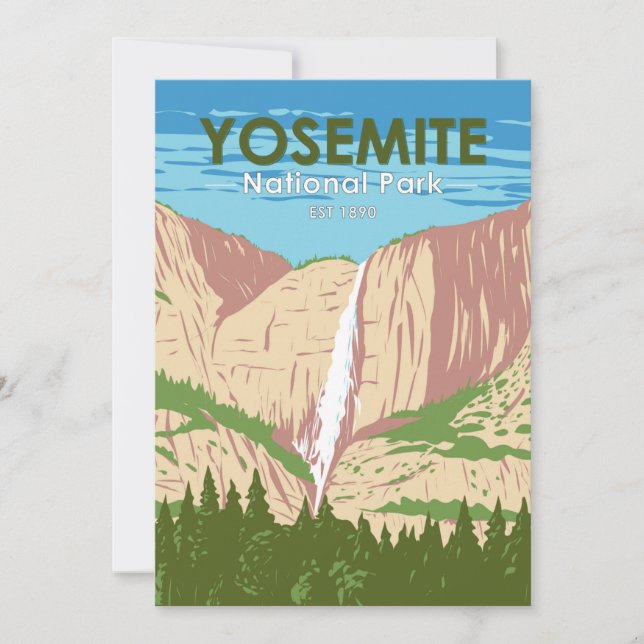 Cartes Pour Fêtes Annuelles Cascade de Yosemite National Park California (Devant)