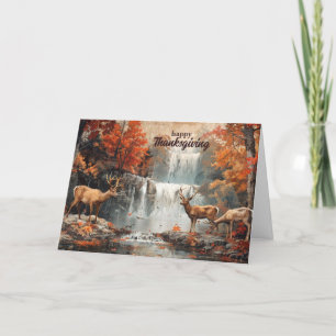 Cartes Pour Fêtes Annuelles Cascade vintage du bois de cerf Thankgiving