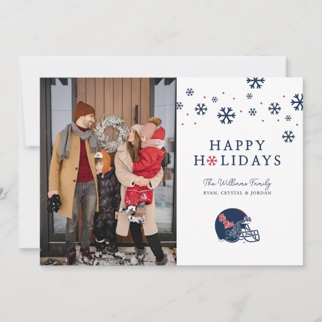 Cartes Pour Fêtes Annuelles Casque de football Ole Miss | Bleu foncé (Devant)